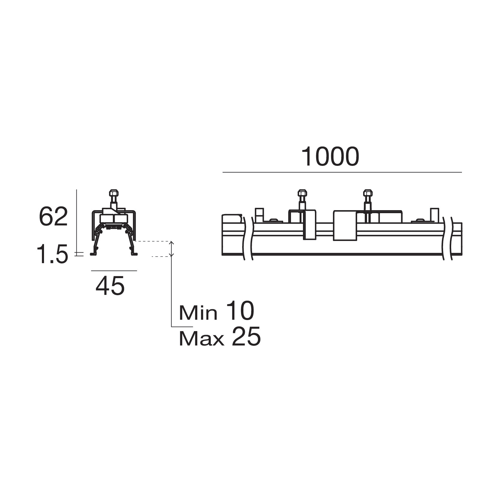 LINEA LIGHT - ROLLIP 35 INCASSO CON FLANG L.1000