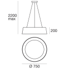 LINEA LIGHT - Sospensione | 220-240 V | 2 topLED 42 W DC - 50 W AC