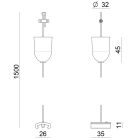 LINEA LIGHT - SOSP.L.1,5MT ROSONE NERO E STAFFA
