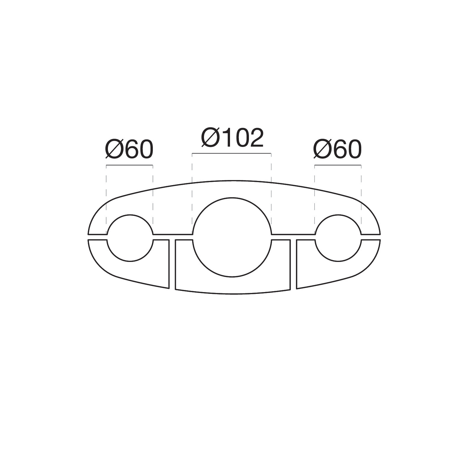 LINEA LIGHT - Double coupler for round arm - Diameter 60mm (for cylindrical pole) - Light gray