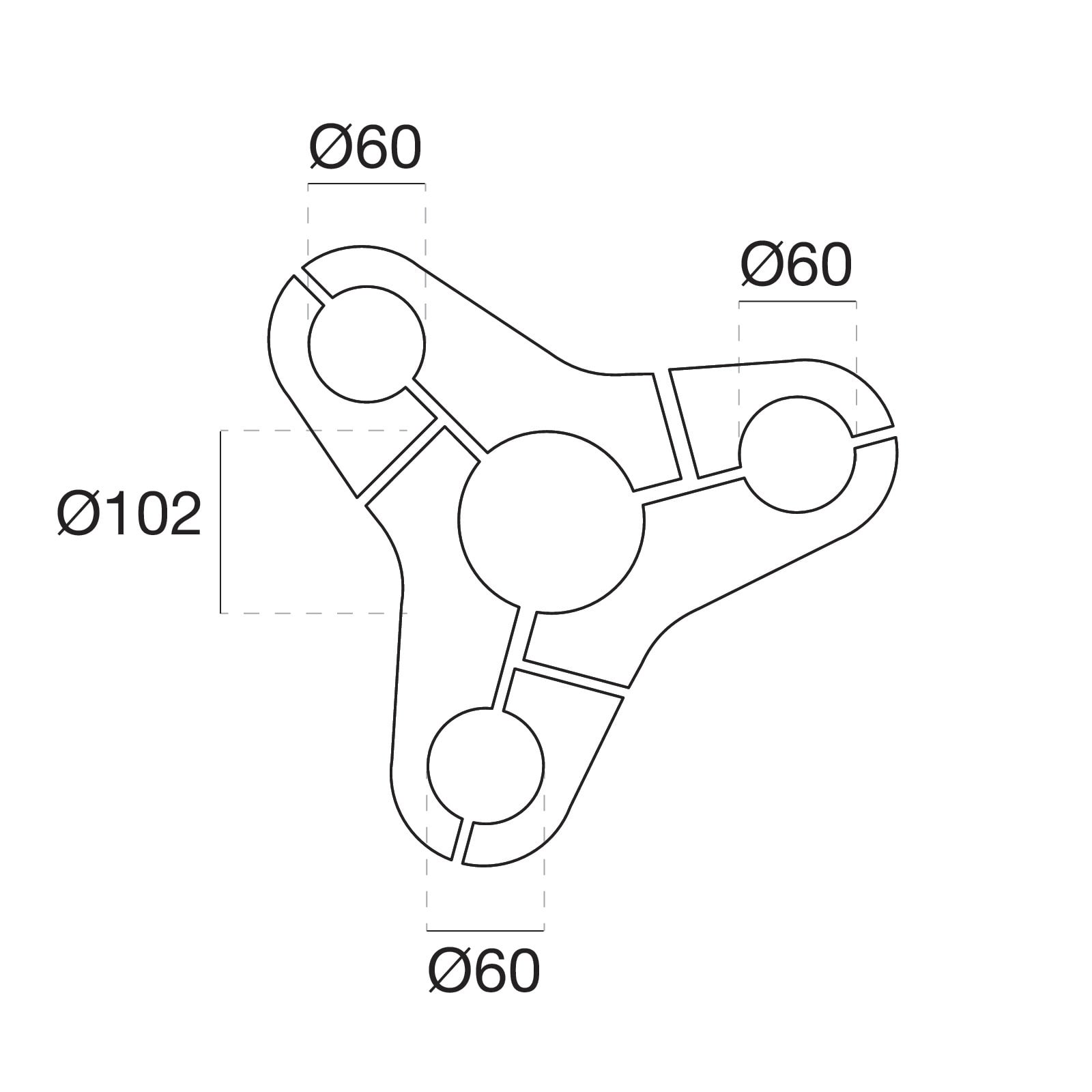 LINEA LIGHT - Triple coupler for round arm - Diameter 60mm (for cylindrical pole) - Light gray