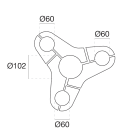 LINEA LIGHT - Triple coupler for round arm - Diameter 60mm (for cylindrical pole) - Light gray
