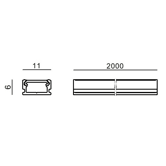 LINEA LIGHT - PROFILO ALLUMINIO 2M L11,3X6H
