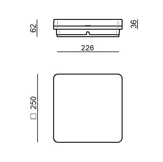 LINEA LIGHT - MISTY PLAF. IP65 Q250 GR 27K ON/OFF