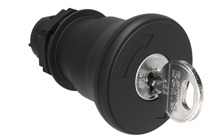 LOVATO ELECTRIC - PULSANTE FUNGO 40MM NERO SG.CHIAVE