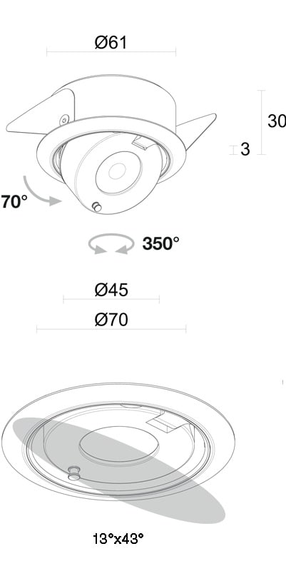 L&L LUCE E LIGHT - CIAK 2.7 HC 5W 24VDC 3000K 32 BIA