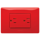 MASTER - DOPPIA PRESA 2P+T 15A + PLACCA ROSSA