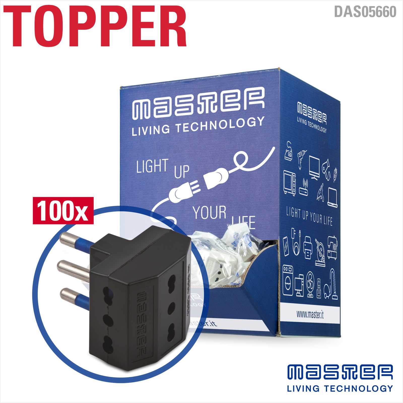 MASTER - DISP.ADATT.TRIPLO 16A 2P+T NERO PZ.100