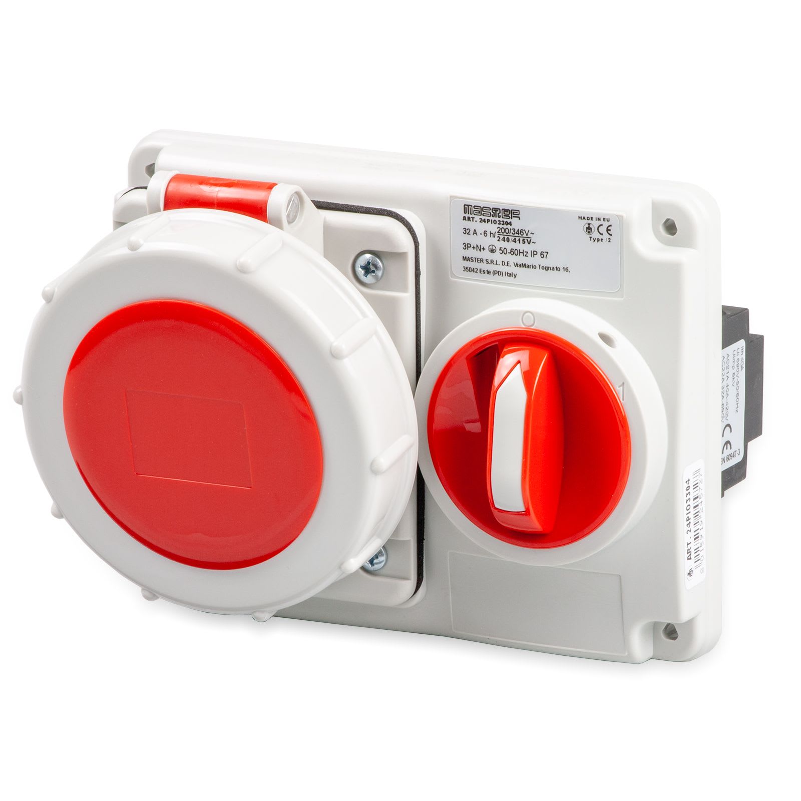 MASTER - PR.INT.OR.3P+N+T 32A 380V 6H ROSSA IP67