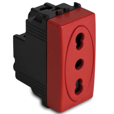 MASTER - MODO PRESA 2P+T 16A BIVALENTE ROSSA
