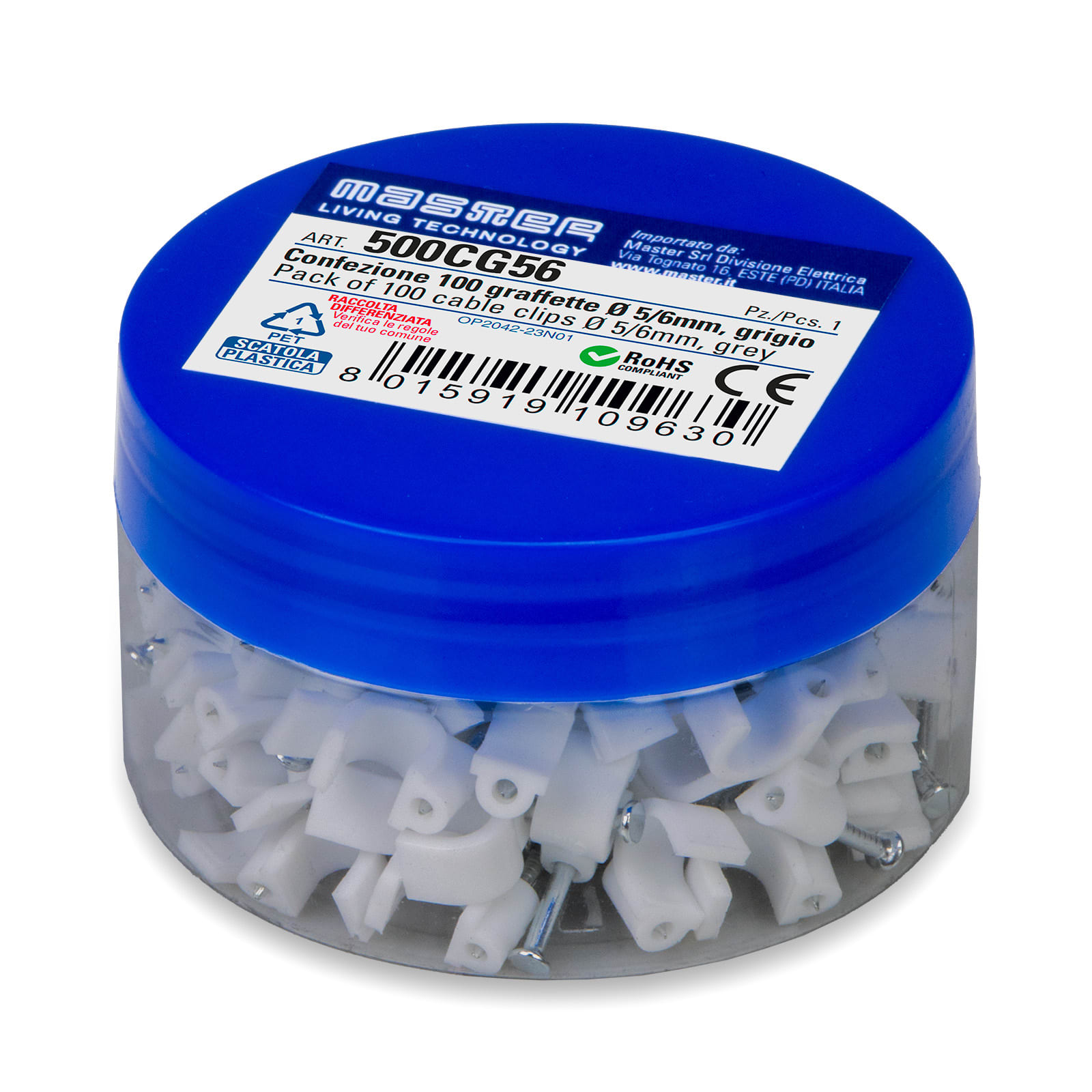 MASTER - CONF. 100 GRAFFETTE DIAM.5-6 MM GRIGIO