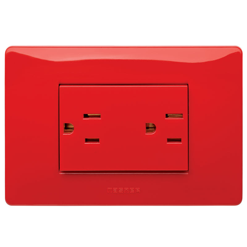 MASTER - DOPPIA PRESA 2P+T 15A + PLACCA ROSSA 21M186.2R