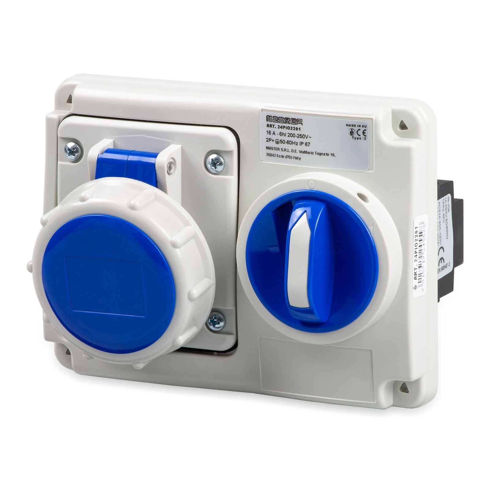 MASTER - PR.INT.OR.2P+T 16A 230V 6H BLU IP67 24PIO2201