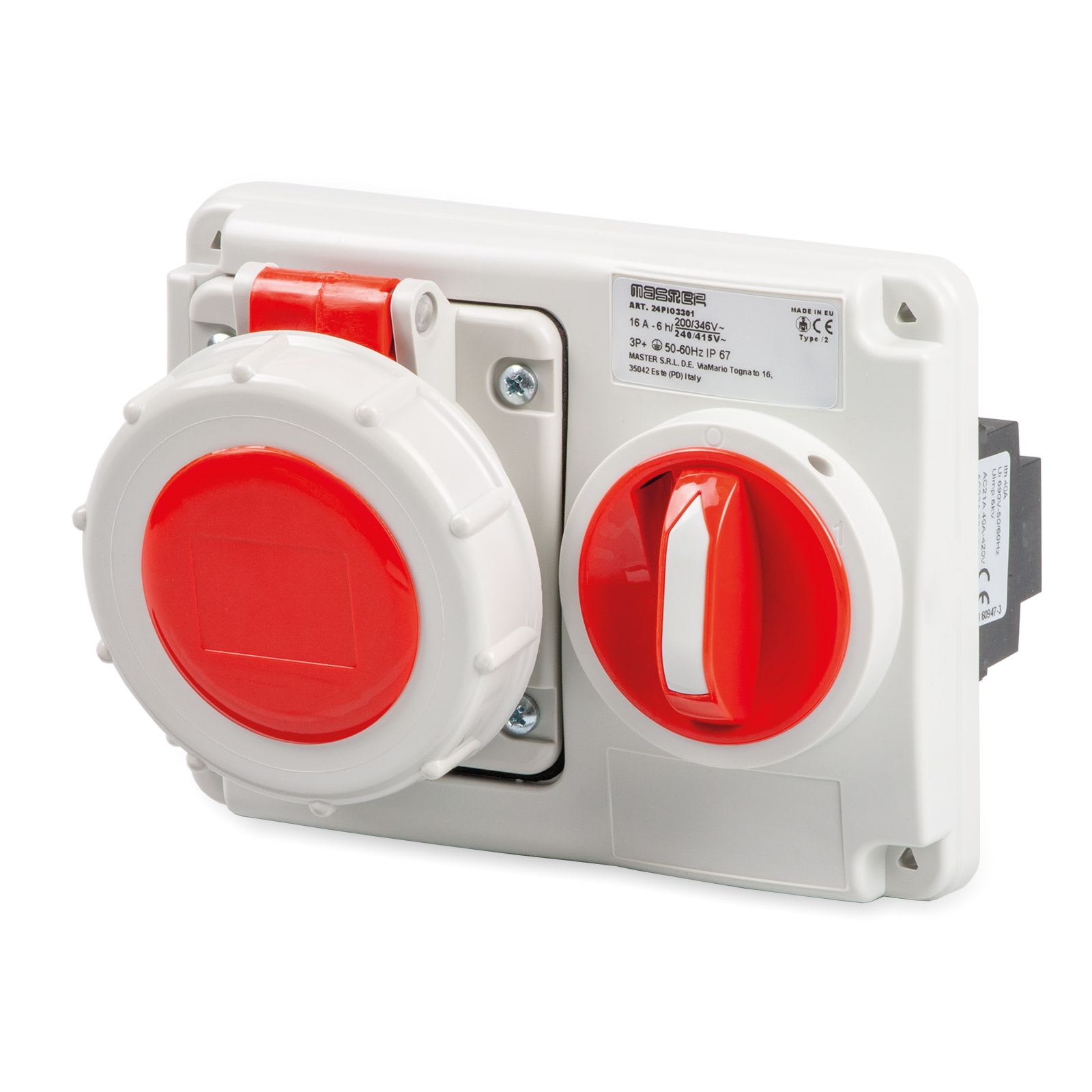 MASTER - PR.INT.OR.3P+T 16A 380V 6H ROSSA IP67 24PIO3301