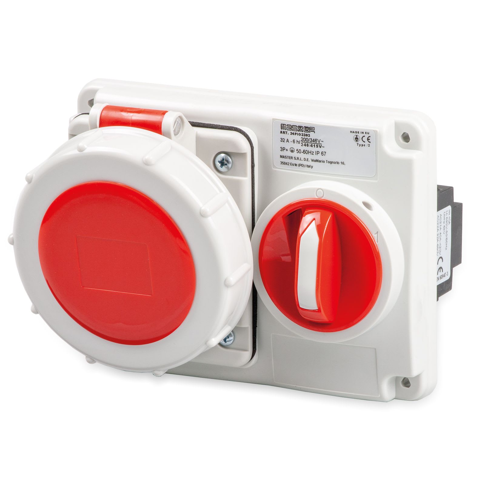 MASTER - PR.INT.OR.3P+T 32A 380V 6H ROSSA IP67 24PIO3303