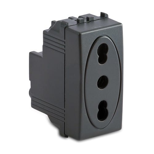 MASTER - MODO PRESA 2P+T 16A BIVALENTE GRIGIO 31159