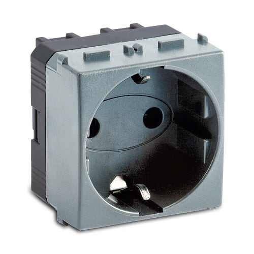 MASTER - STEEL PRESA SCHUKO 2P+T 16A (T LATERALE) 33176