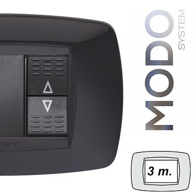 MASTER - MODO PLACCA METALLO 3 POSTI NERO 39MT203