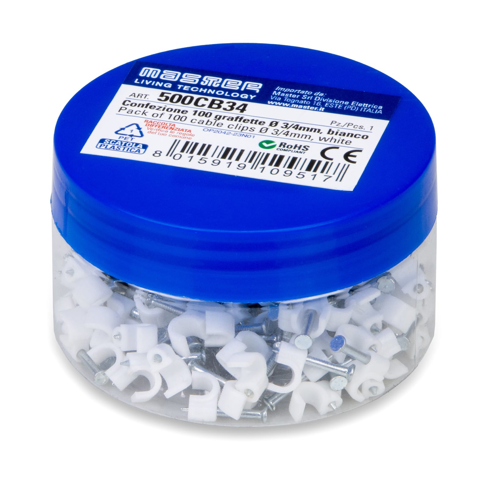 MASTER - CONF. 100 GRAFFETTE DIAM.3-4 MM BIANCO