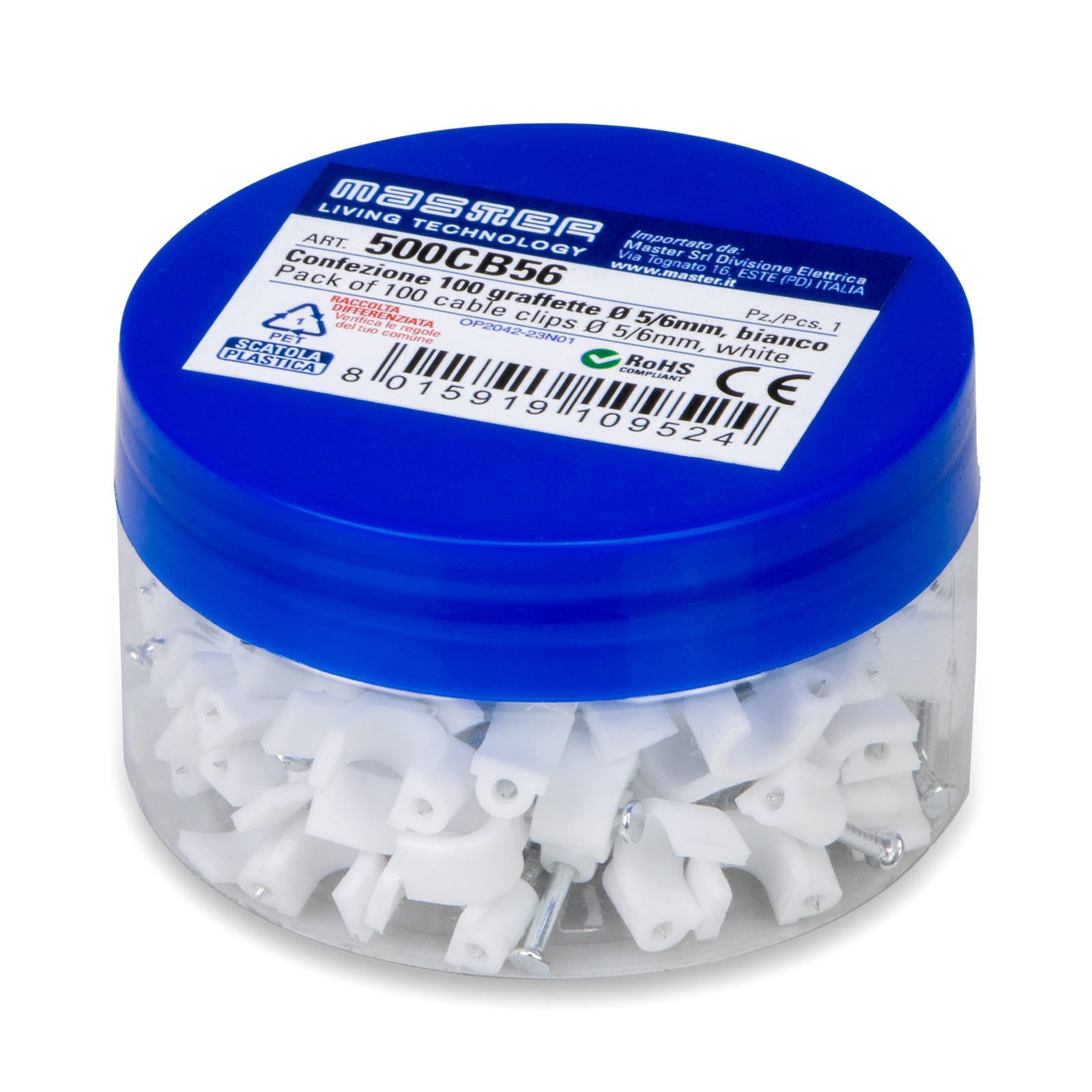 MASTER - CONF. 100 GRAFFETTE DIAM.5-6 MM BIANCO 500CB56