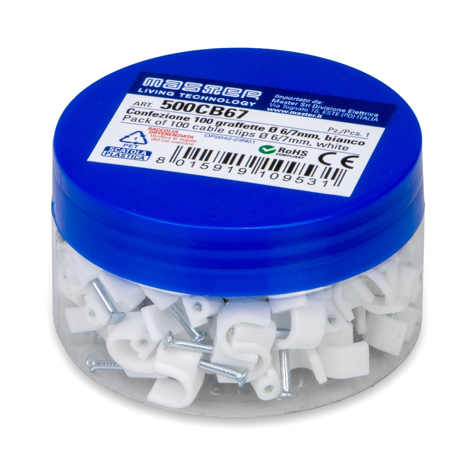 MASTER - CONF. 100 GRAFFETTE DIAM.6-7 MM BIANCO 500CB67