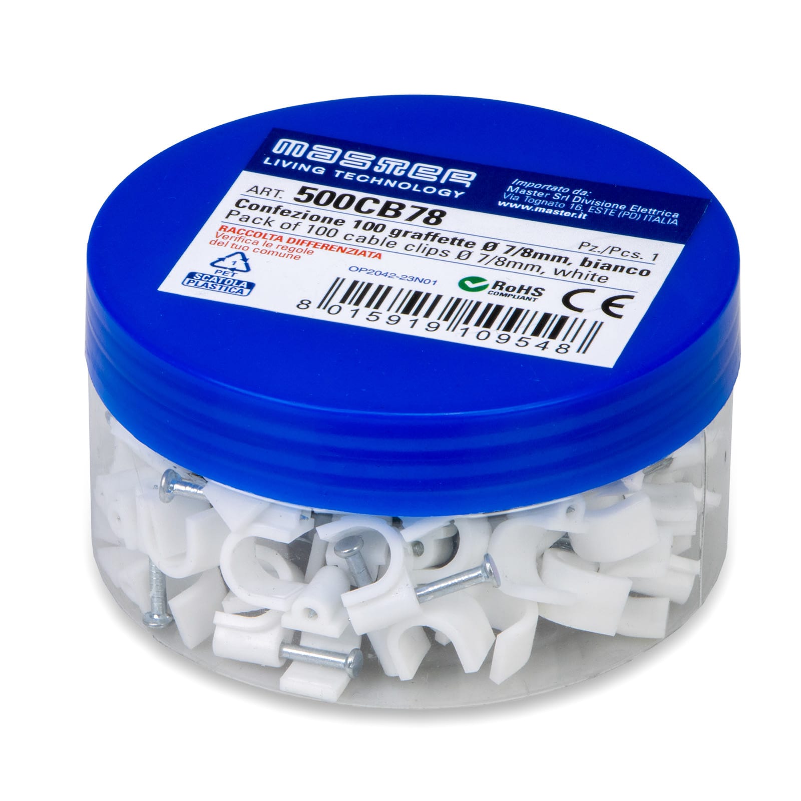 MASTER - CONF. 100 GRAFFETTE DIAM.7-8 MM BIANCO 500CB78