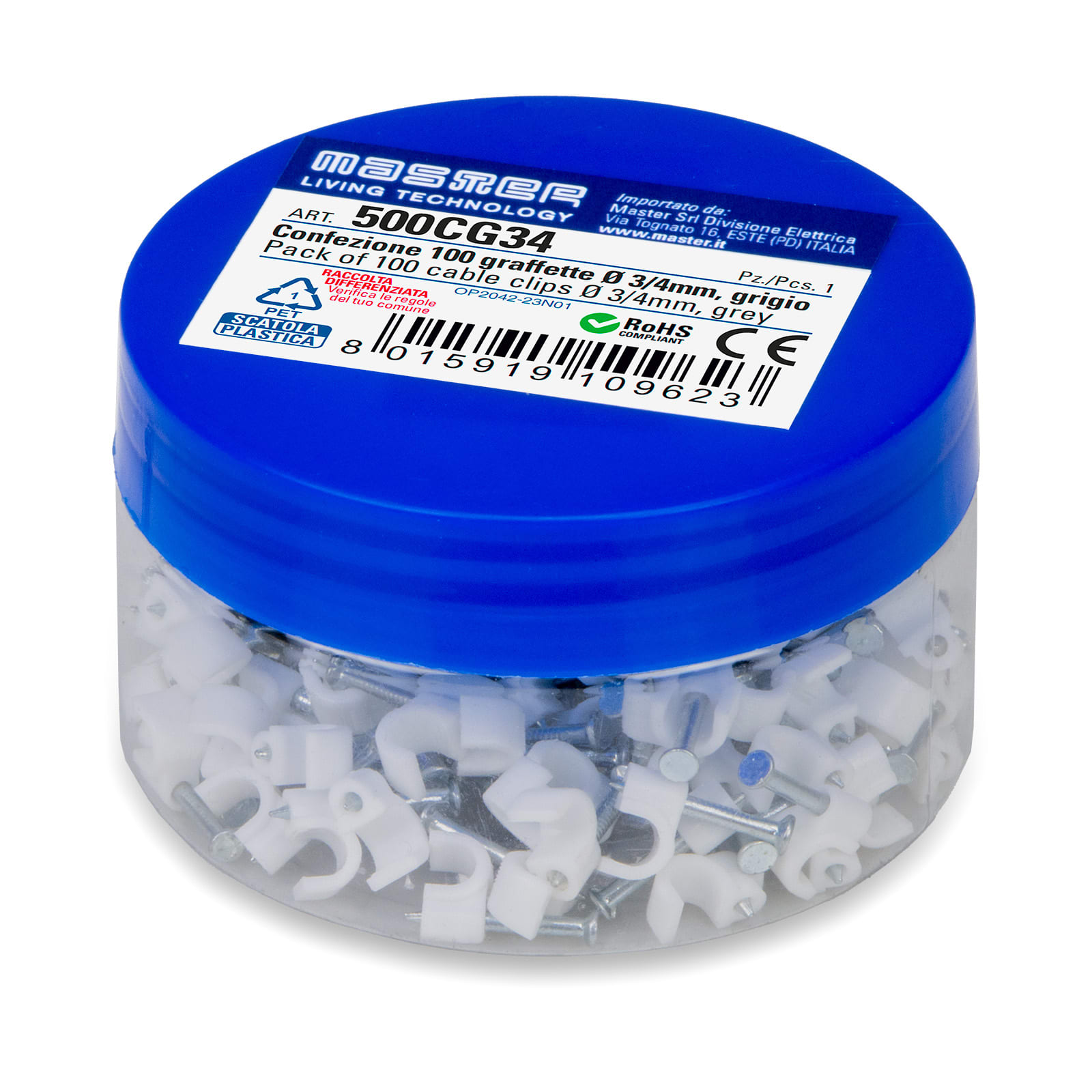 MASTER - CONF. 100 GRAFFETTE DIAM.3-4 MM GRIGIO 500CG34