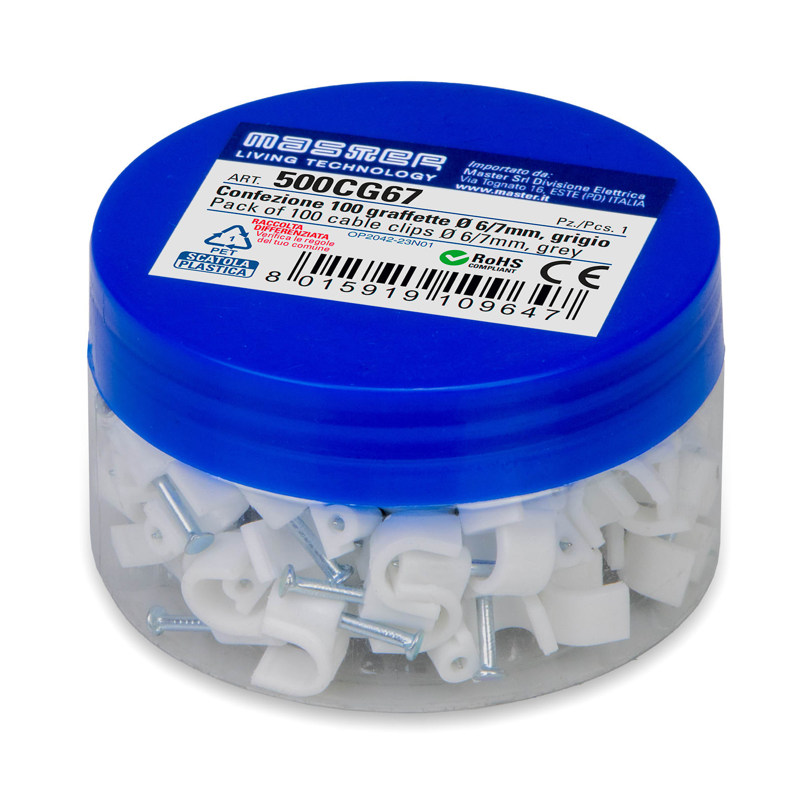MASTER - CONF. 100 GRAFFETTE DIAM.6-7 MM GRIGIO 500CG67