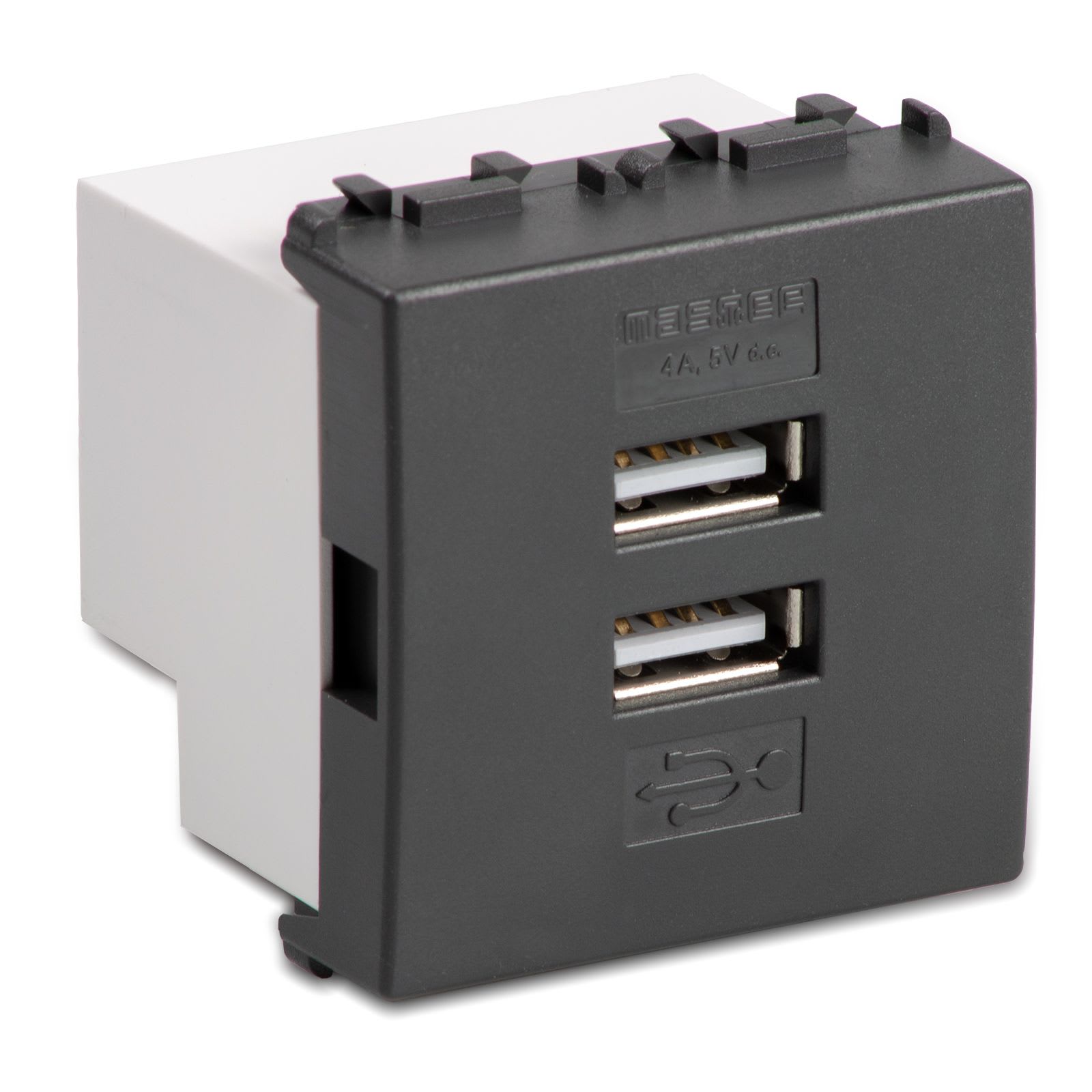 MASTER - ALIMENTATORE 2 USB 5V 4A 2M. MODO GRIGIO AS31213.2