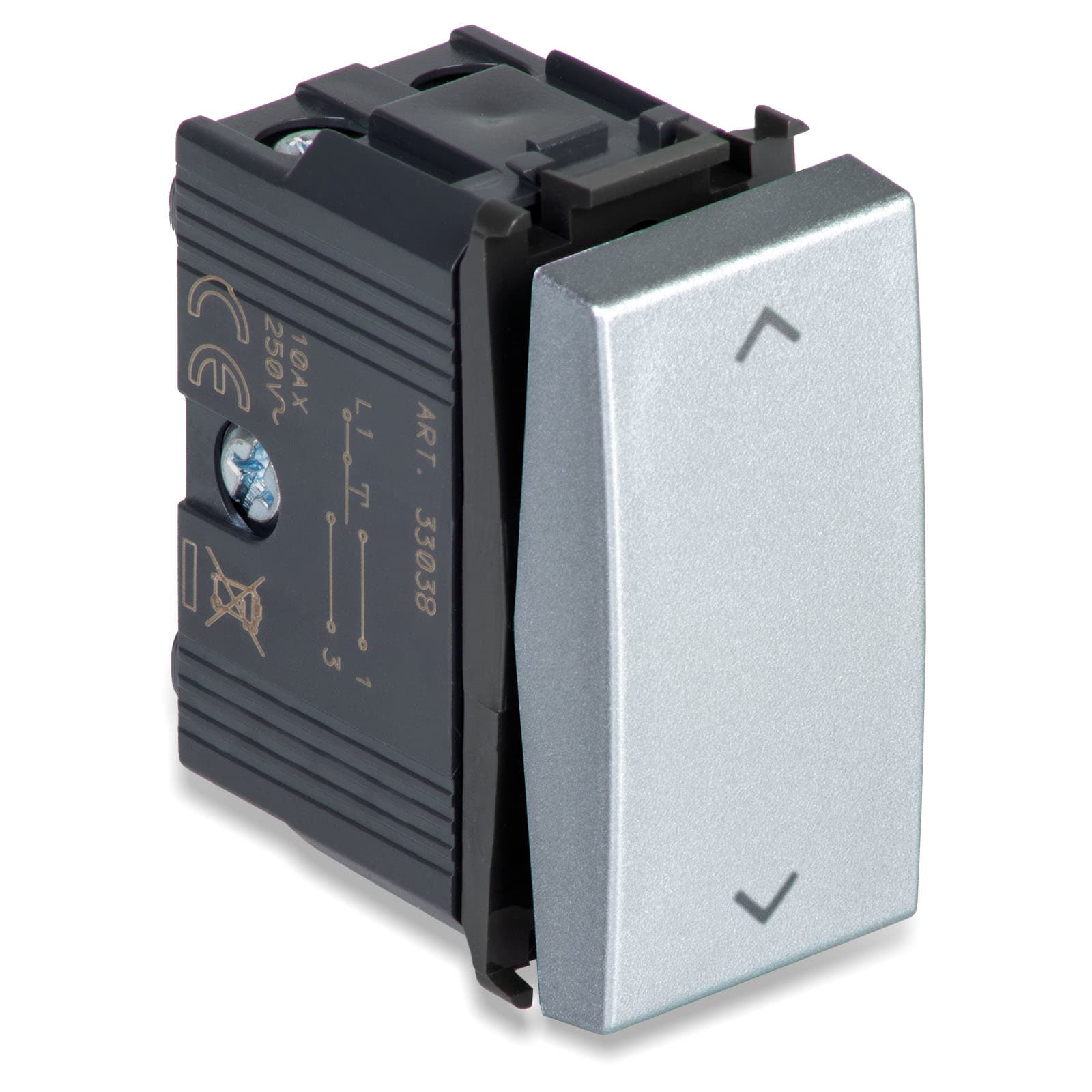 MASTER - DOPPIO PULSANTE 1PNO+1PNO 10A STEEL AS33038