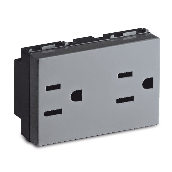 MASTER - PRESA AMERICANA DOPPIA 2P+T 15A STEEL AS33186.2