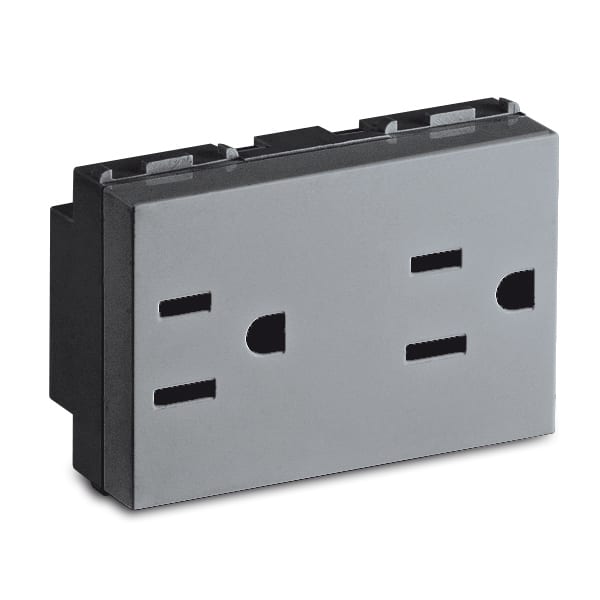 MASTER - PRESA AMERICANA DOPPIA 2P+T 15A STEEL
