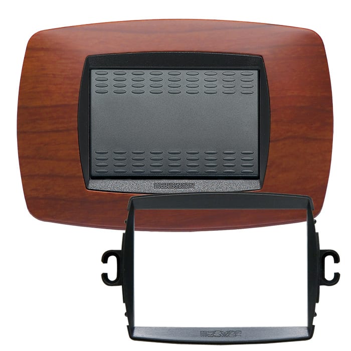 MASTER - PLACCA MODO 3 POSTI CILIEGIO +ANELLO TLI AS39TC413