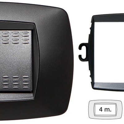 MASTER - PLACCA MODO 4P. NERO OPACO +ANELLO TLI AS39TC814