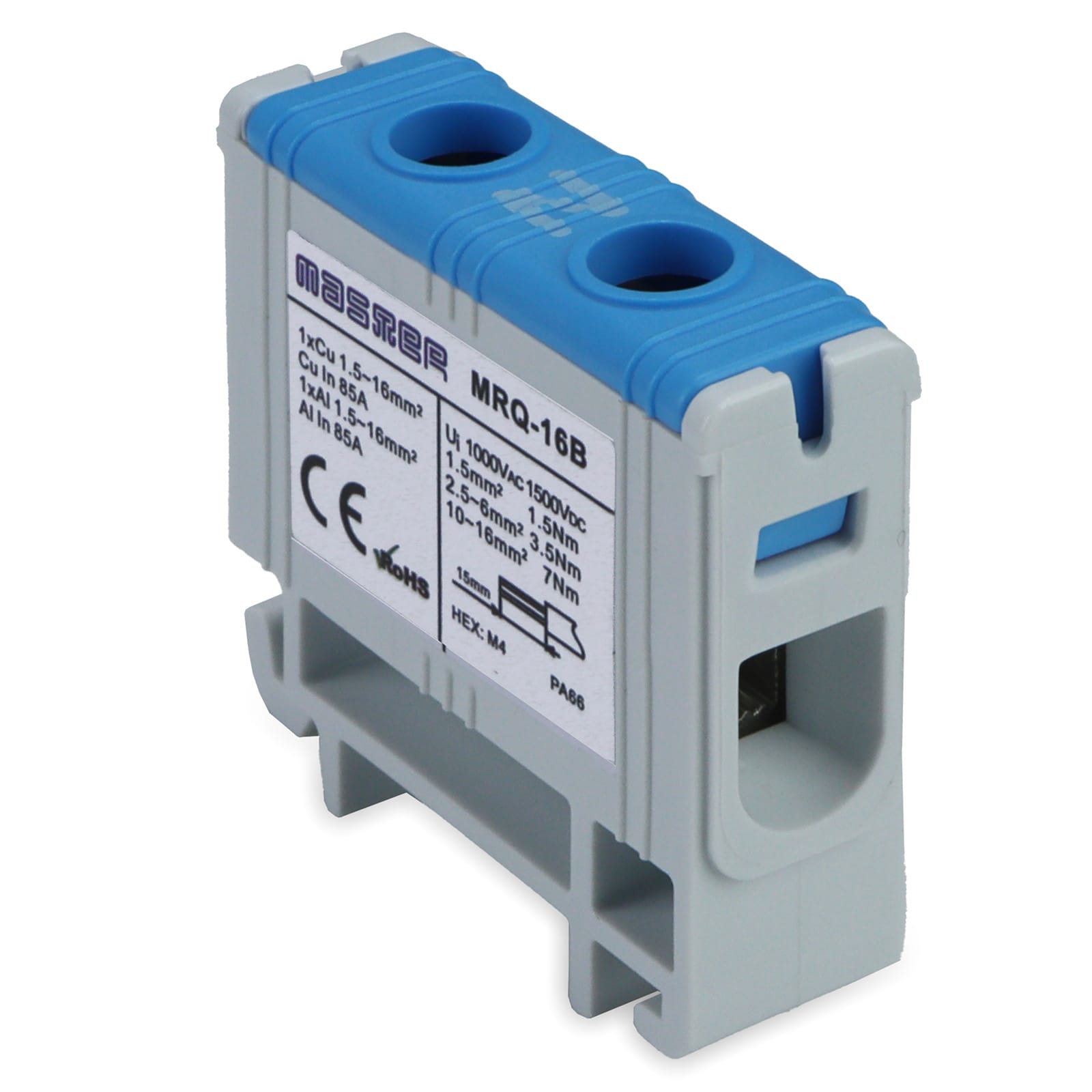 MASTER - MORSETTI RIPARTIZIONE 85A 1P. GRIGIO/BLU MRQ-16B