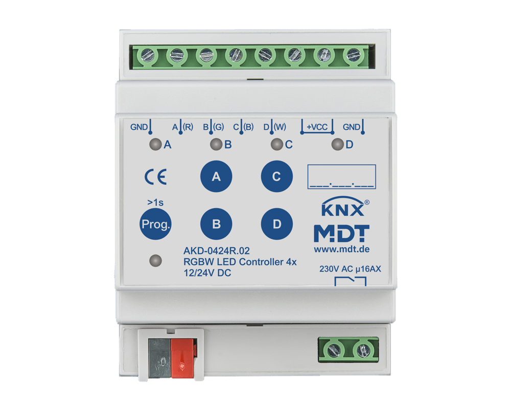 MDT - Controller LED KNX 4 canali, 4/8 A, barra DIN