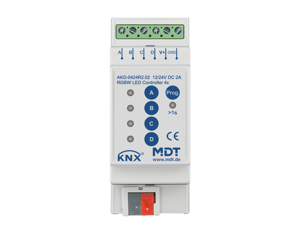 MDT - Controller LED KNX 4 canali, 2/4 A, barra DIN