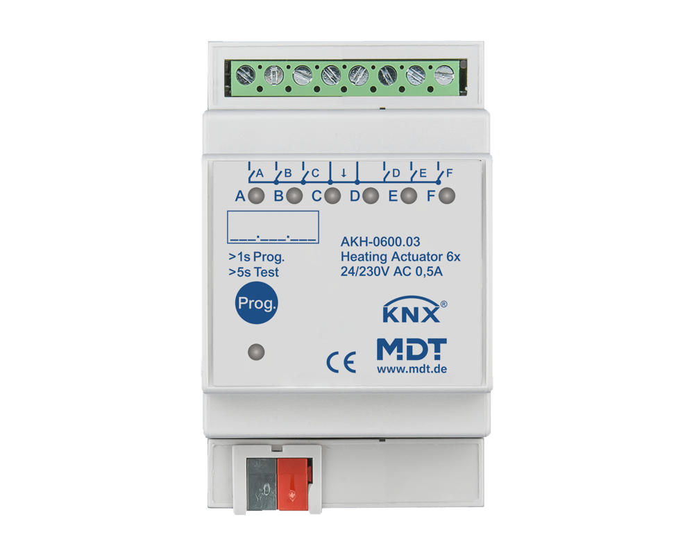 MDT - Attuatore KNX Riscaldamento, 6 canali, 24-230V