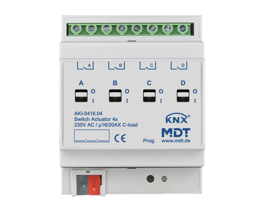 MDT - Attuatore KNX on/off 4 canali, 16A- 230V, industriale