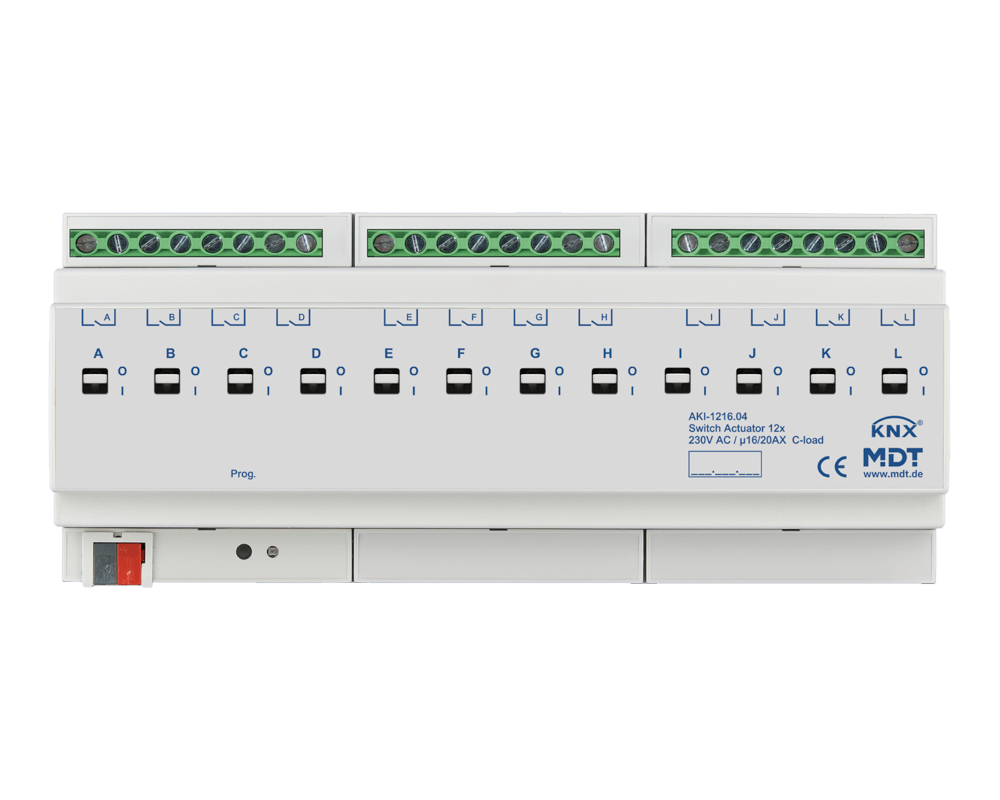 MDT - Attuatore KNX on/off 12 canali, 16A- 230V, industriale
