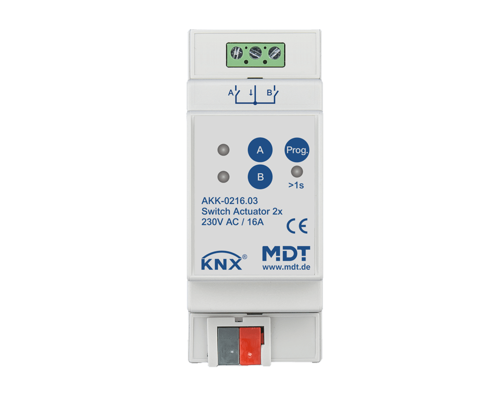 MDT - Attuatore KNX on/off 2 canali,230V,16A, compatto