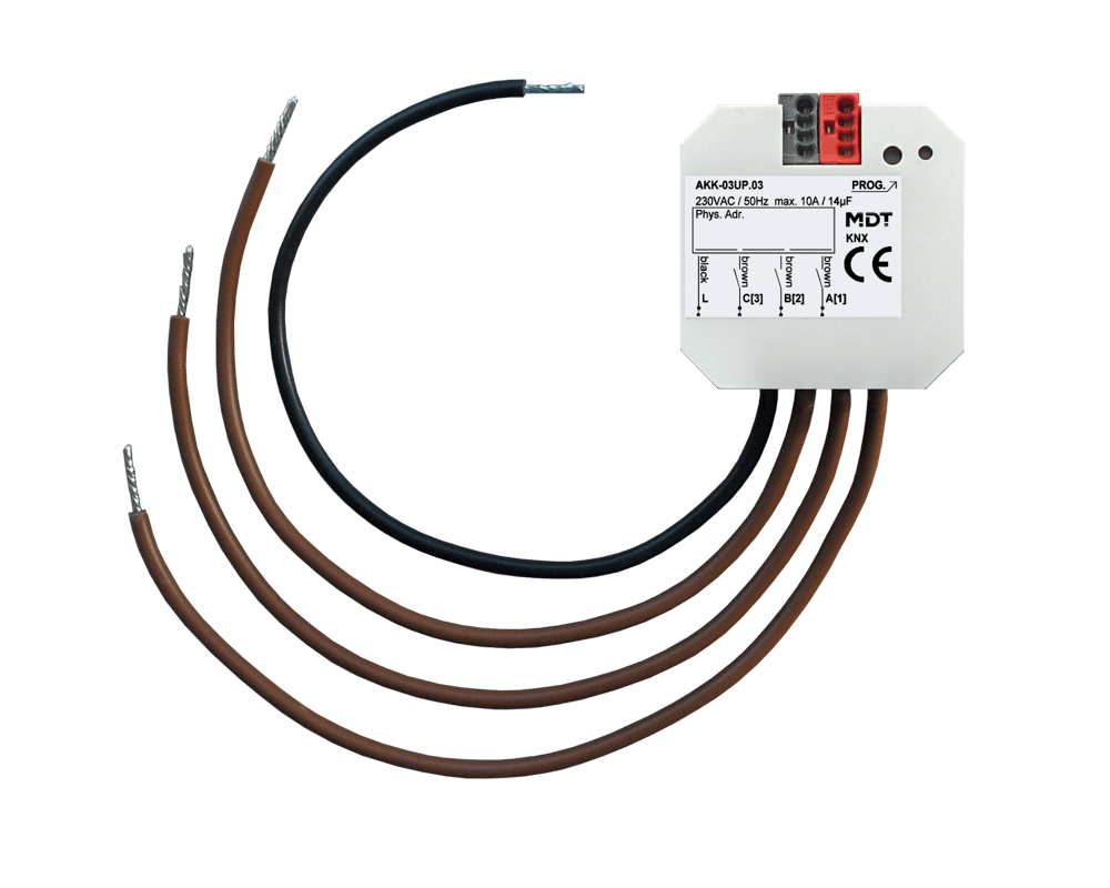 MDT - Attuatore KNX on/off 3 canali,230V,10A, incasso