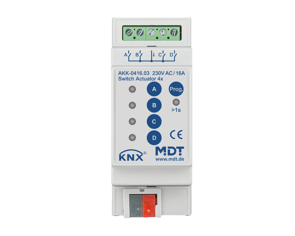 MDT - Attuatore KNX on/off 4 canali,230V,16A, compatto