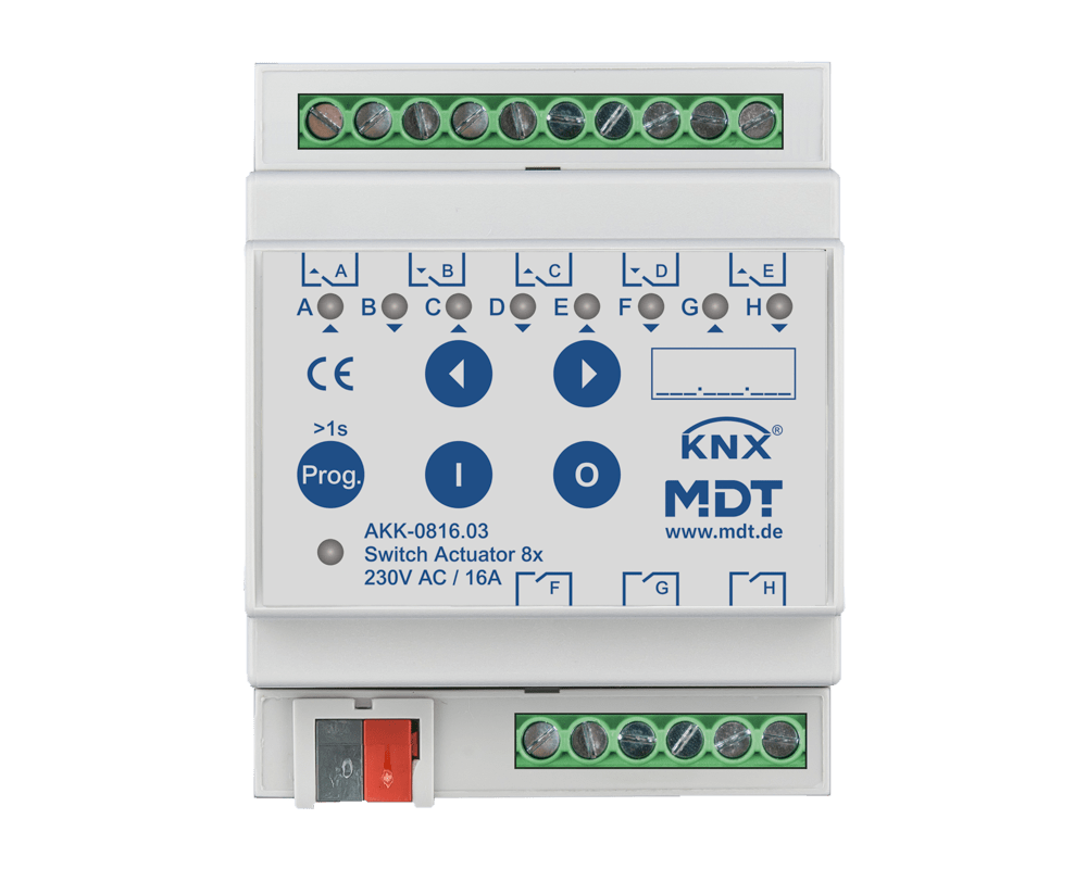 MDT - Attuatore KNX on/off 8 canali,230V,16A, compatto