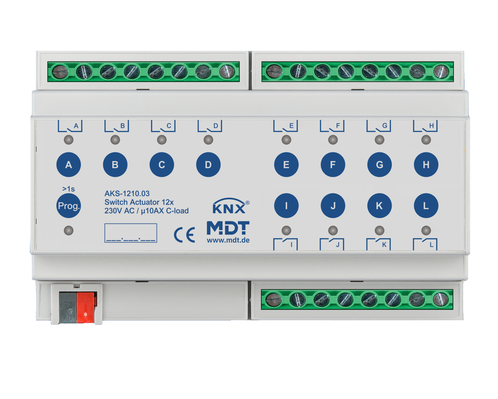 MDT - Attuatore KNX on/off 12 canali,230V,10A,C-Last,140µF