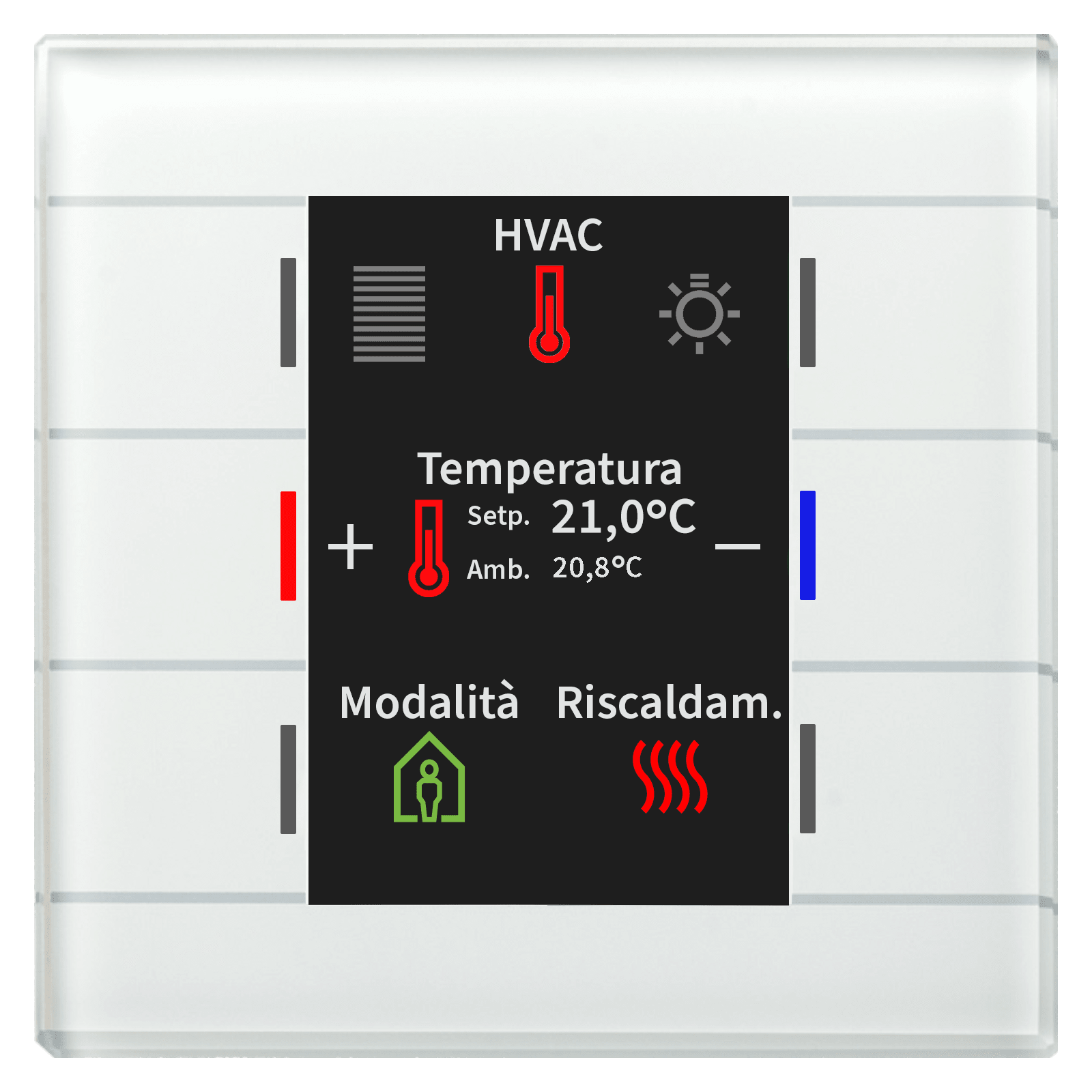MDT - Tastiera KNX in vetro 6 tasti con display + T°, bianco