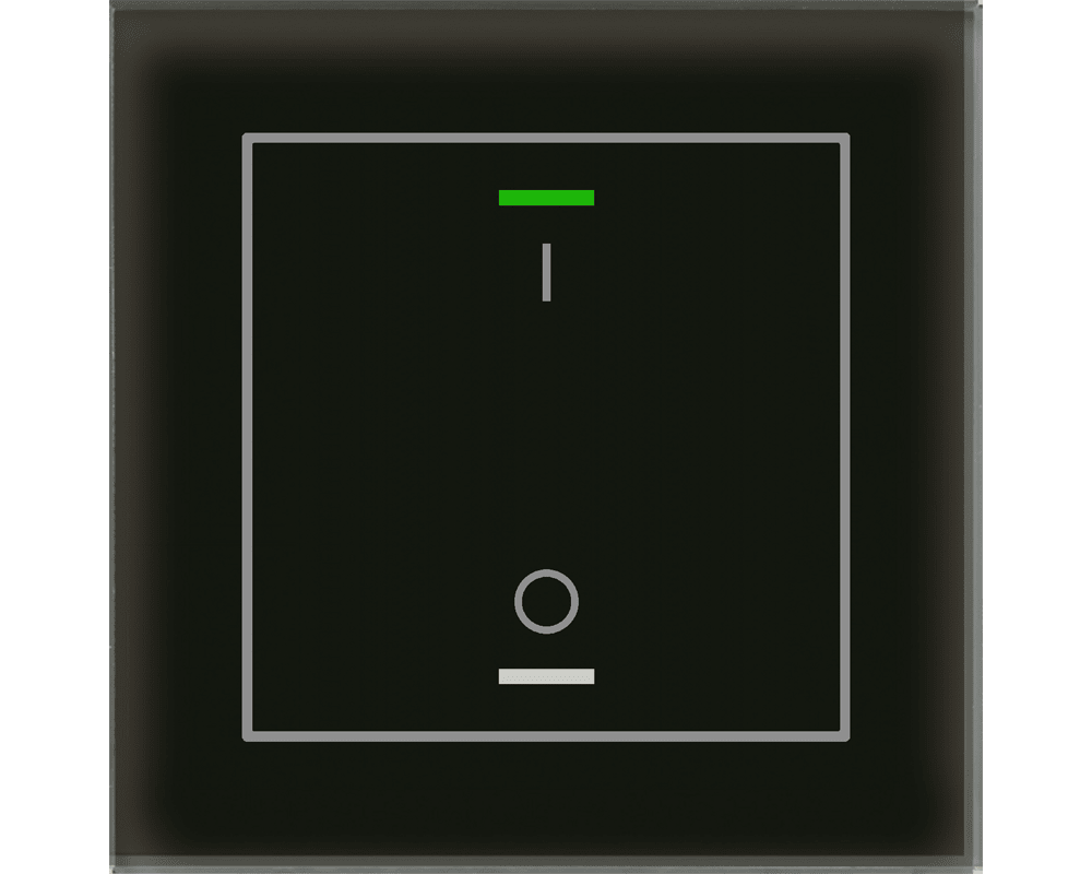 MDT - Tastiera KNX Light vetro 1 tasto + T°, nero, serigrafia on/off