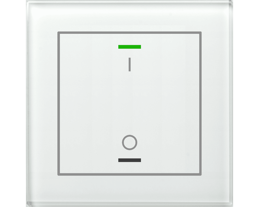MDT - Tastiera KNX Light vetro 1 tasto + T°, bianco, serigrafia on/off