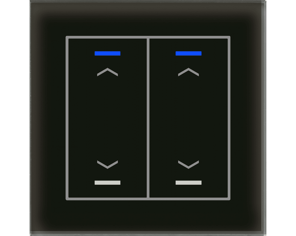 MDT - Tastiera KNX  Light vetro 2 tasti, nero, serigrafia tapparella