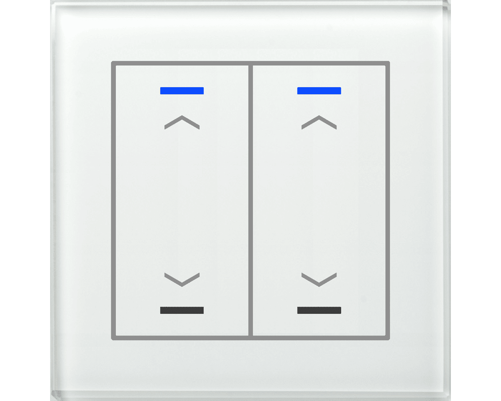 MDT - Tastiera KNX  Light vetro 2 tasti, bianco, serigrafia tapparella